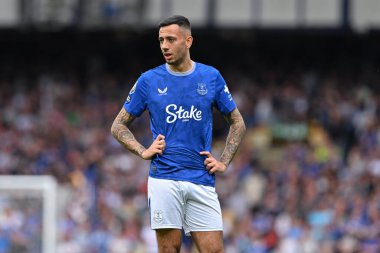 Everton 'dan Dwight McNeil Premier League maçı sırasında Everton, Brighton ve Hove Albion' a karşı Goodison Park, Liverpool, Birleşik Krallık, 17 Ağustos 2024