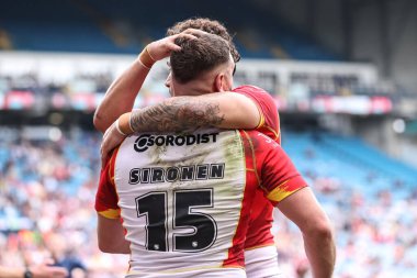 Katalan Ejderhaları 'ndan Bayley Sironen, 18 Ağustos 2024' te Elland Road, Leeds, Birleşik Krallık 'ta oynanan Sihirli Haftasonu maçında şansını kutluyor.