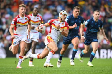 Katalan Ejderhaları 'ndan Cesar Rouge, 18 Ağustos 2024' te Elland Road, Leeds, Birleşik Krallık 'ta oynanan Sihirli Haftasonu maçında Katalans Ejderhaları vs Hull KR' a karşı bir çıkış yaptı.