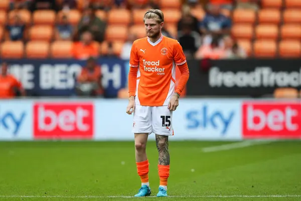 stock image Hayden Coulson of Blackpool during the Sky Bet League 1 match Blackpool vs Stockport County at Bloomfield Road, Blackpool, United Kingdom, 17th August 2024