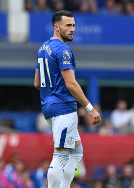 Everton 'dan Jack Harrison Premier Lig karşılaşmasında Everton, Brighton ve Hove Albion' a karşı Goodison Park, Liverpool, Birleşik Krallık, 17 Ağustos 2024