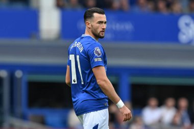 Everton 'dan Jack Harrison Premier Lig karşılaşmasında Everton, Brighton ve Hove Albion' a karşı Goodison Park, Liverpool, Birleşik Krallık, 17 Ağustos 2024