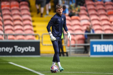 Blackpool 'dan Daniel Grimshaw, 17 Ağustos 2024' te Bloomfield Road, Blackpool 'da oynanan Sky Bet Ligi 1 maçı öncesinde oynanan hazırlık maçında...