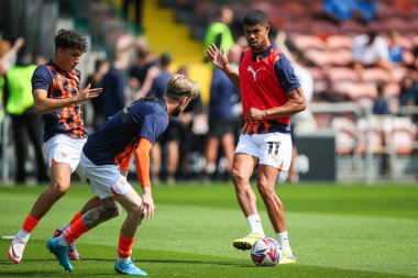 Blackpool 'dan Ashley Fletcher, Sky Bet Ligi 1 maçı öncesinde Bloomfield Road, Blackpool, İngiltere' de oynanan Blackpool-Stockport maçında