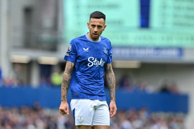 Everton 'dan Dwight McNeil Premier League maçı sırasında Everton, Brighton ve Hove Albion' a karşı Goodison Park, Liverpool, Birleşik Krallık, 17 Ağustos 2024