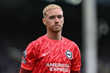 Brighton & Hove Albion 'dan Jason Steele Premier League maçında Everton, Brighton ve Hove Albion' a karşı Goodison Park, Liverpool, İngiltere, 17 Ağustos 2024