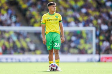 Norwich City 'den Marcelino Nunez, 17 Ağustos 2024' te Norwich City 'nin Carrow Road, Norwich' te Blackburn Rovers 'a karşı oynadığı Gökyüzü İddia Şampiyonası maçına bakıyor.