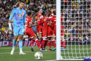 Middlesbrough takımından Anfernee Dijksteel, Carabao Kupası maçında Leeds United 'ın Middlesbrough' a karşı oynadığı 14 Ağustos 2024 'te 0-1' lik galibiyet golünü kutluyor.