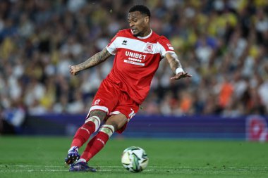 Delano Burgzorg of Middlesbrough scores to make it 0-2 during the Carabao Cup match Leeds United vs Middlesbrough at Elland Road, Leeds, United Kingdom, 14th August 2024 clipart