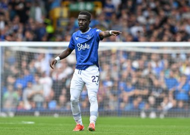 Everton 'dan Idrissa Gueye, Premier Lig maçı sırasında Goodison Park, Liverpool' da Everton ve Hove Albion 'a karşı antrenman yaptı.
