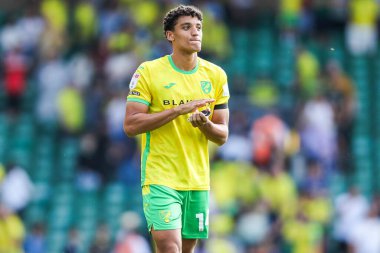 Norwich City 'den Ben Chrisene, 17 Ağustos 2024' te Norwich City 'nin Norwich Road, Norwich, İngiltere' de oynanan Blackburn Rovers maçının ardından takımlar berabere kaldıktan sonra taraftarları kabul ediyor.