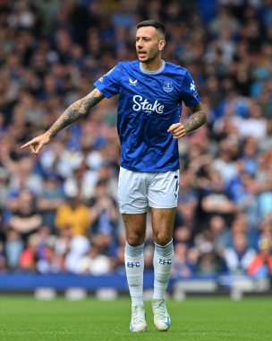 Everton 'dan Dwight McNeil Premier League maçı sırasında Everton, Brighton ve Hove Albion' a karşı Goodison Park, Liverpool, Birleşik Krallık, 17 Ağustos 2024