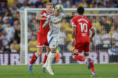 Leeds United takımından Joe Radon, Leeds Road, Leeds, İngiltere 'de 14 Ağustos 2024' te oynanan Carabao Kupası karşılaşmasını kazandı.