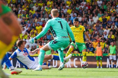 Norwich City 'den Borja Sainz, 17 Ağustos 2024' te Norwich City - Blackburn Rovers maçında takımın ikinci golünü kaydetti.