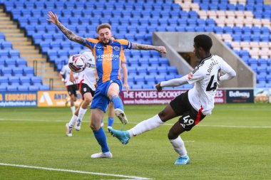 Fulham FC 'den Aaron Loupalo-Bi, 20 Ağustos 2024' te Croud Meadow, Shrewsbury, Birleşik Krallık 'ta oynanan Bristol Street Motors Kupası maçında kalede şut çekti.
