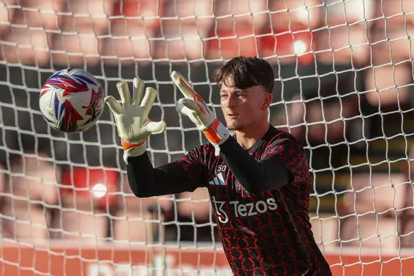 stock image Elyh Harrison of Manchester United in the pregame warmup session during the Bristol Street Motors Trophy match Barnsley vs Manchester United U21 at Oakwell, Barnsley, United Kingdom, 20th August 2024