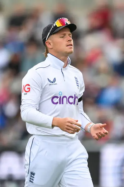 stock image Ollie Pope of England during the England Men v Sri Lanka 1st Rothesay Test Match at Old Trafford, Manchester, United Kingdom, 20th August 2024