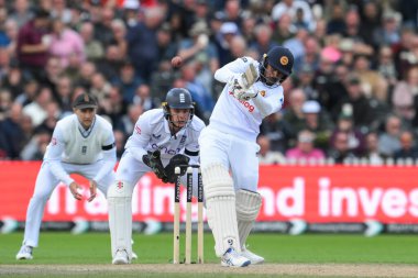 Sri Lanka 'dan Kamindu Mendis, 23 Ağustos 2024' te Old Trafford, Manchester, Birleşik Krallık 'ta İngiltere Erkekler - Sri Lanka 1. Rothesay Test Maçı 3.