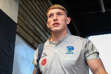 Warrington Wolves takımından Matty Nicholson, 23 Ağustos 2024 'te oynanan Betfred Süper Lig müsabakası Castleford Tigers vs Warrington Wolves' a karşı The Mend-A-Hose Jungle, Castleford, İngiltere