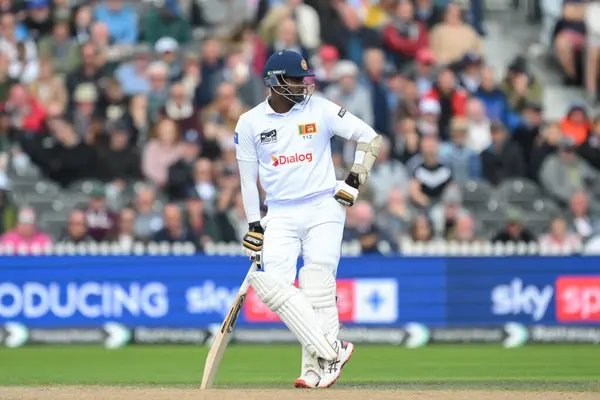 stock image Angelo Mathews of Sri Lanka during the England Men v Sri Lanka 1st Rothesay Test Match Day 3 at Old Trafford, Manchester, United Kingdom, 23rd August 2024