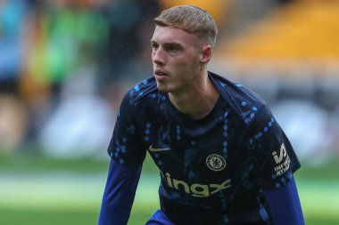 Chelsea 'den Cole Palmer Premier Lig maçında ısınma turunda Wolverhampton Wanderers Chelsea' ye karşı Molineux, Wolverhampton, İngiltere, 25 Ağustos 2024
