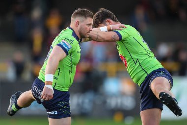 Warrington Wolves takımından Luke Yates, 23 Ağustos 2024 'te oynanan Betfred Süper Lig karşılaşması öncesi ısınma maçında Castleford Tigers, Warrington Wolves' a karşı The Mend-A-Hose Jungle, Castleford, İngiltere, 23 Ağustos 2024