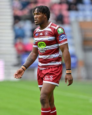 Wigan Warriors 'dan Junior Nsemba Betfred Süper Lig 23. Maç Wigan Warriors vs Hull FC' ye karşı DW Stadyumu, Wigan, Birleşik Krallık, 25 Ağustos 2024