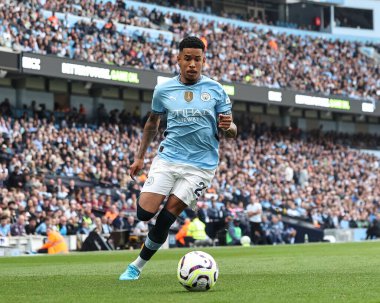 Manchester City 'den Svio Premier League maçında topla birlikte Manchester City, Etihad Stadyumu' nda Ipswich Town 'a karşı, 24 Ağustos 2024
