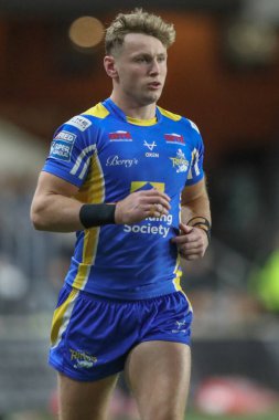 Leeds Rhinos takımından Harry Newman 23. Betfred Süper Lig karşılaşmasında Leeds Rhinos, Catalans Dragons 'a karşı Headingley Stadyumu, Leeds, İngiltere, 23 Ağustos 2024