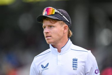 İngiltere Kralı Ollie Pope 24 Ağustos 2024 'te Old Trafford, Manchester, Birleşik Krallık' ta 1. Rothesay Rothesay Deneme Maçı 'nda İngiltere Erkekleri' ne karşı.