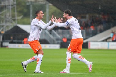 Blackpool 'dan James Husband, 24 Ağustos 2024' te Cambridge 'deki Abbey Stadyumu' nda oynanan Cambridge United-Blackpool maçında 0-1 'lik galibiyetini kutluyor.