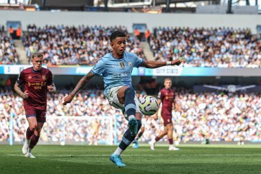 Manchester City 'den Savinho Premier League maçında topu kontrol ediyor Manchester City - Ipswich Town Etihad Stadyumu, Manchester, Birleşik Krallık, 24 Ağustos 2024