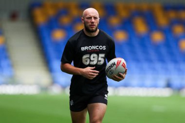 Londra Broncos takımından Lee Kershaw, 25 Ağustos 2024 'te Plough Lane, Wimbledon' da oynanan Betfred Süper Lig 23. Maçı öncesinde ısınıyor.