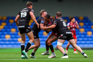 Londra Broncos takımından Matt Davies, 25 Ağustos 2024 'te Plough Lane, Wimbledon, İngiltere' de oynanan Betfred Süper Lig 23.