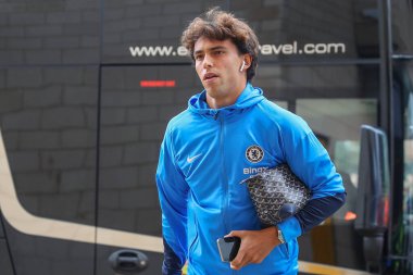 Chelsea 'den Joo Flix, Premier Lig maçı sırasında Wolverhampton Wanderers' ın Chelsea 'ye karşı Molineux, Wolverhampton, Birleşik Krallık' ta 25 Ağustos 2024 'te maçına geldi.