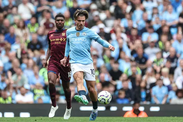 stock image Jack Grealish of Manchester City in action during the Premier League match Manchester City vs Ipswich Town at Etihad Stadium, Manchester, United Kingdom, 24th August 2024