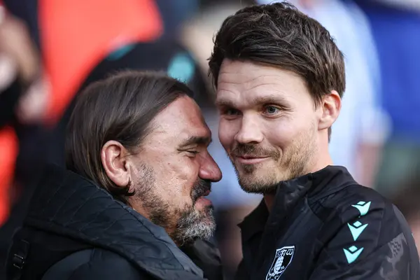 stock image Danny Rhl manager of Sheffield Wednesday greats Daniel Farke manager of Leeds United during the Sky Bet Championship match Sheffield Wednesday vs Leeds United at Hillsborough, Sheffield, United Kingdom, 23rd August 2024