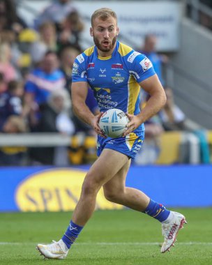 Leeds Rhinos takımından Jarrod OConnor, 23 Ağustos 2024 'te Leeds Stadyumu, Leeds, İngiltere' de oynanan Betfred Süper Lig 23. Raundda oynanan Leeds Gergedan-Catalans maçında ısındı.