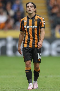 Abdlkadir Bay Hull City Gök İddia Şampiyonası maçında Hull City, Millwall 'a karşı MKM Stadyumu, Hull, Birleşik Krallık, 24 Ağustos 2024