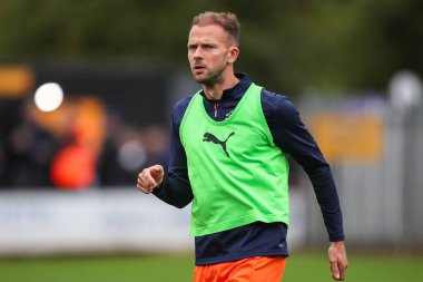 Blackpool 'dan Jordan Rhodes, 24 Ağustos 2024' te İngiltere 'nin Cambridge şehrinde oynanan ve Cambridge United' ın Blackpool 'a karşı oynadığı maç öncesinde oynanan maç öncesi ısınma maçında...