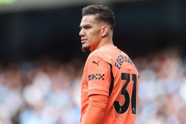 Manchester City 'den Ederson Premier League maçı sırasında Manchester City, Etihad Stadyumu' nda Ipswich Town 'a karşı, 24 Ağustos 2024