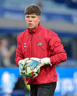 Louis Jones of Doncaster Rovers warms up ahead of the Carabao Cup match Everton vs Doncaster Rovers at Goodison Park, Liverpool, United Kingdom, 27th August 2024 clipart