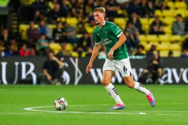 Plymouth Argyle takımından Kornel Szucs, Carabao Kupası karşılaşmasında Watford ve Plymouth Argyle 'a karşı Vicarage Road, Watford, Birleşik Krallık, 27 Ağustos 2024