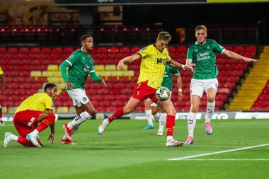 Watford 'dan Mileta Rajoviç, 27 Ağustos 2024' te Watford - Plymouth Argyle maçında İngiltere 'nin Watarage Road şehrinde çekimler yapıyor.