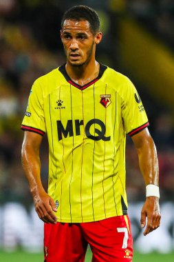 Watford 'dan Tom Ince, Carabao Kupası maçı sırasında Watford ve Plymouth Argyle' a karşı Vicarage Road, Watford, Birleşik Krallık, 27 Ağustos 2024