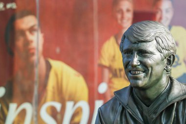 A detailed view of the Graham Taylor OBE statue outside of Vicarage Road Stadium prior to the Carabao Cup match Watford vs Plymouth Argyle at Vicarage Road, Watford, United Kingdom, 27th August 2024 clipart