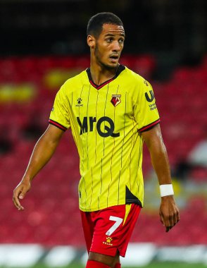 Watford 'dan Tom Ince, Carabao Kupası maçı sırasında Watford ve Plymouth Argyle' a karşı Vicarage Road, Watford, Birleşik Krallık, 27 Ağustos 2024
