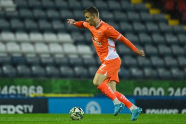 Lee Evans of Blackpool in action during the Carabao Cup match Blackburn Rovers vs Blackpool at Ewood Park, Blackburn, United Kingdom, 27th August 2024 clipart