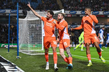 Blackpool 'dan Jake Beesley, 27 Ağustos 2024' te Blackburn, İngiltere 'deki Blackburn Park' ta oynanan Blackburn Rovers-Blackpool Carabao Kupası maçında 1-1 kazanma hedefini kutluyor.