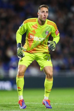 Fulham 'dan Steven Benda, Carabao Kupası maçı sırasında Birmingham City, Birmingham' a karşı St Andrews, Birmingham, Birleşik Krallık, 27 Ağustos 2024